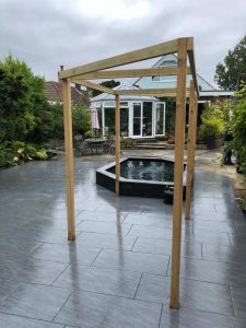 classic landscaping bind and block paving in house